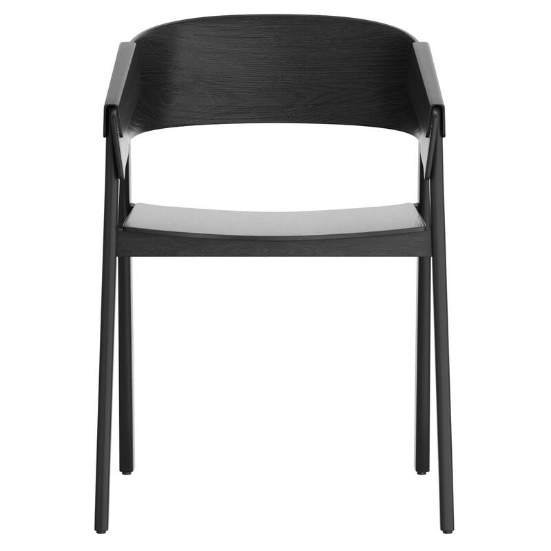 Mid-Century Modern Solid Wood & Oak Veneer Dining Chair, Set of 4 - Black