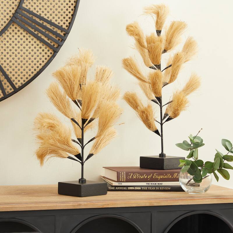 Brown Wood Coastal Sculpture Nature (Set of 2) - 10 x 10 x 20 and 11 x 11 x 16