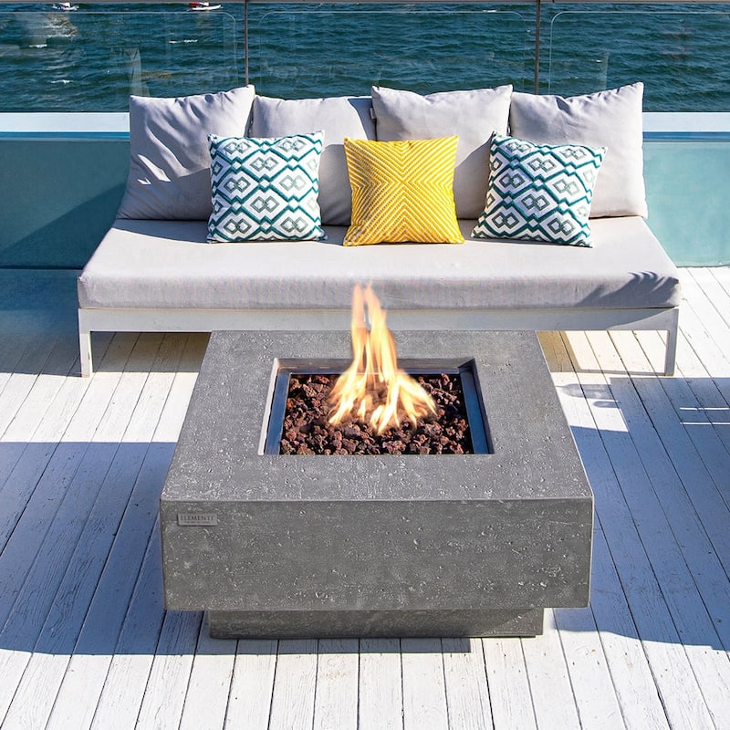 Elementi Manhattan Outdoor Fire Pit Table 36" Square Patio Heater - Natural Gas