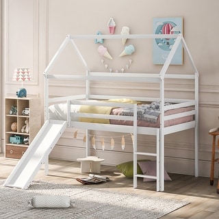 Twin Size House Loft Bed with Slide and Ladder - Bed Bath & Beyond ...