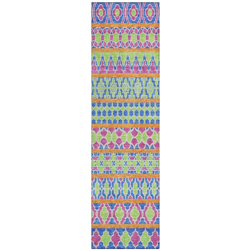 Machine Washable Indoor/ Outdoor Chantille Boho Stripe Rug