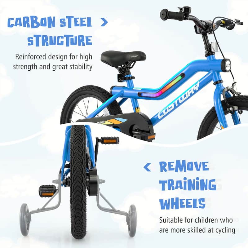 Costway 16" LED Lighted Kids Bike with Adjustable Seat Coaster Brake - See Details