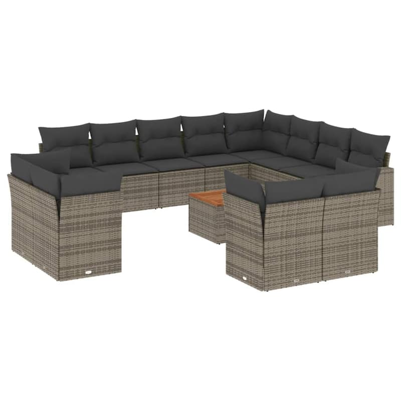 vidaXL Patio Sofa Set with Cushions Outdoor Furniture 13 Piece Poly Rattan - 21.7 x 21.7 x 14.6