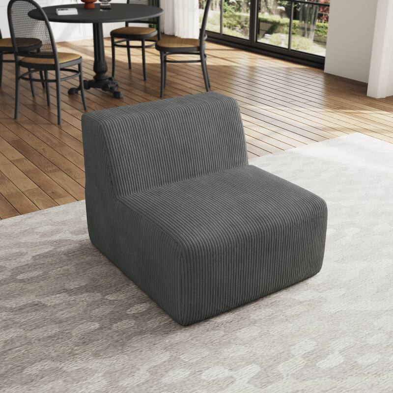 Corduroy Armless Chair Accent Chair - GRAY