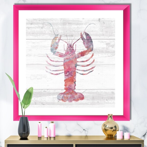 Designart 'Pink lobster Ocean Life' Nautical & Coastal Framed Art Print. Opens flyout.