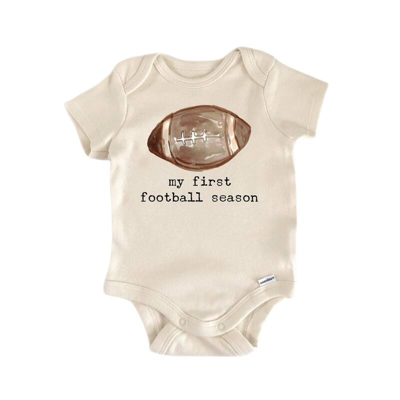 First Football Season - Baby Boy Girl Clothes Infant Bodysuit Funny Cute Newborn - Natural - 0-3M