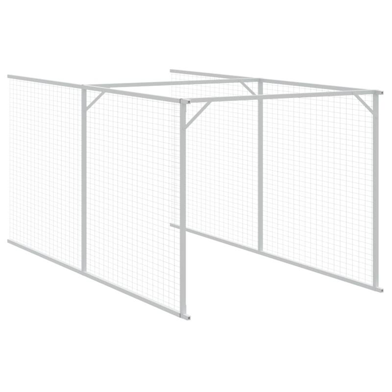 vidaXL Dog House with Run Anthracite/Light Gray multisize Galvanized Steel - 43.3" x 400.4" x 43.3" - Anthracite