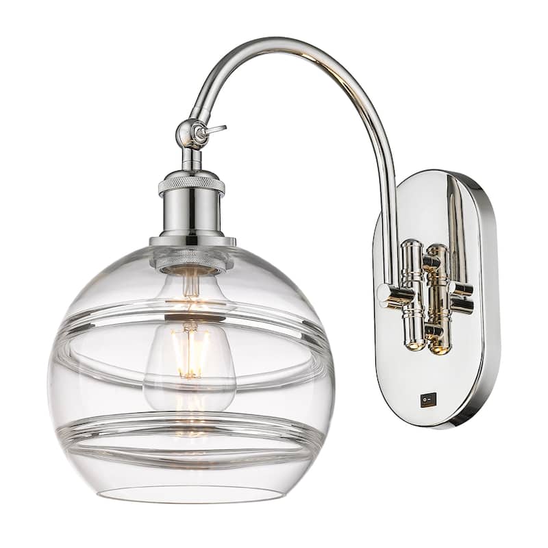 Innovations Lighting 518-1W-13-8 Rochester Sconce Rochester 13" Tall - Polished Nickel / Clear