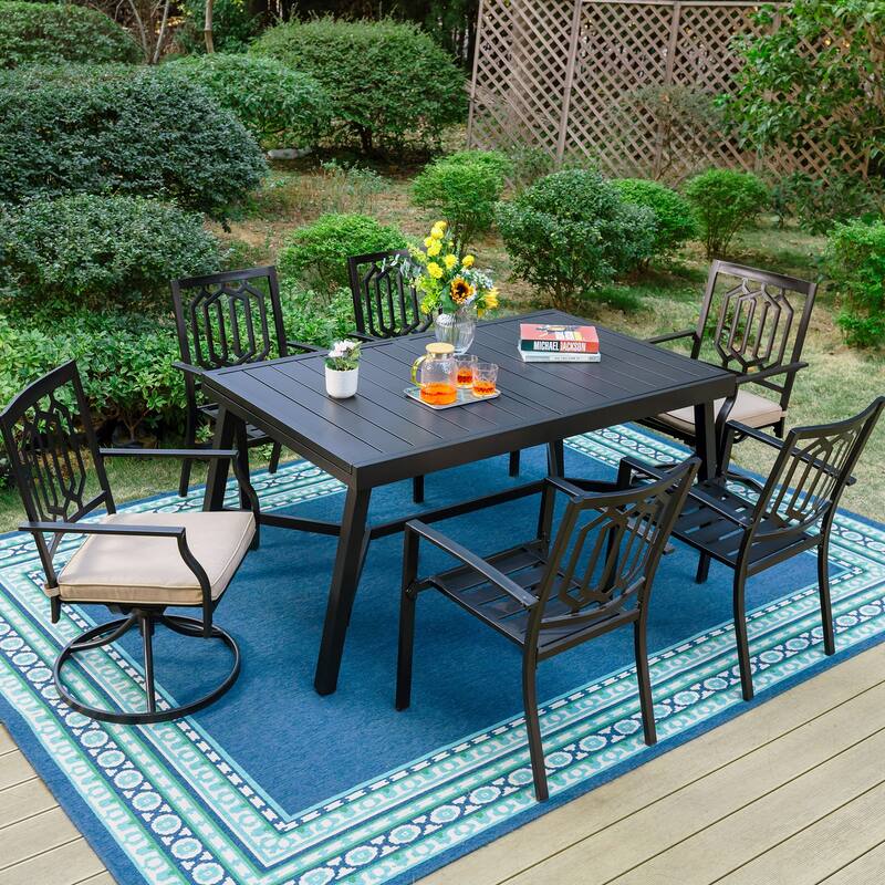 MAISON ARTS 7/9-Piece Outdoor Dining Table Sets with Expandable Rectangular Metal Dining Table & 6/8 Dining Chairs