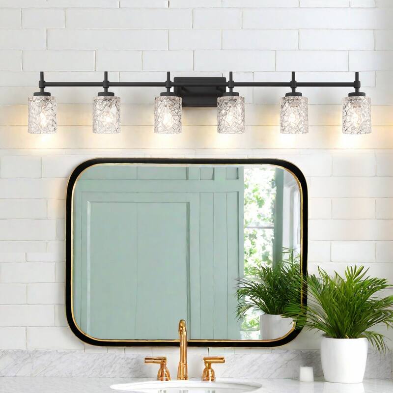 Acroma Dimmable Bathroom Vanity Light with Water Ripple Clear Shade