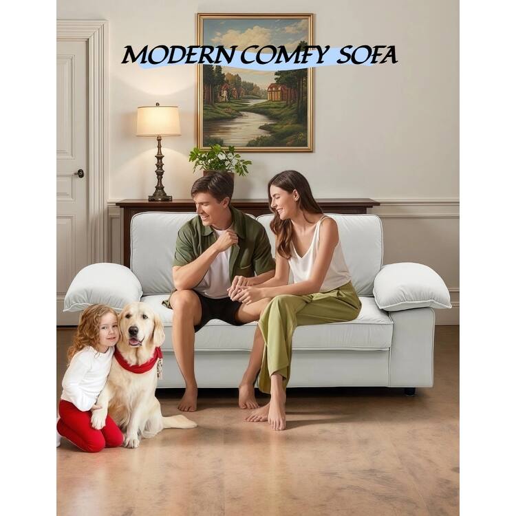 79" Loveseat Sofa Couch with Under-Seat Storage, Elegant 2-Seater Settee with Pillow Top Armrests for Living Room