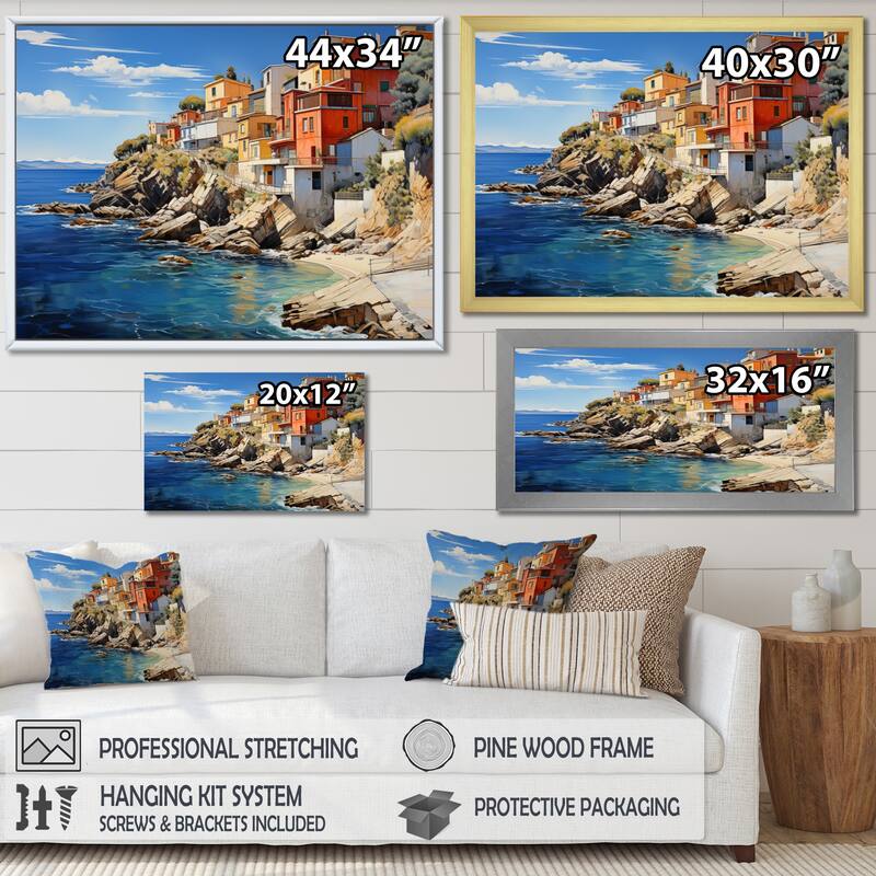 Designart "Spain Spanish Coastline" Nautical & Beach Framed Canvas Wall Art