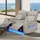 preview thumbnail 9 of 16, Jazz 74"W Leather Aire Power Reclining Loveseat w/Power Headrest, Bluetooth Speakers, LED, USB Ports, Storage & Cupholders Ice
