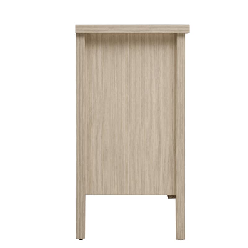 4 Door Carved Storage Cabinet, Multifunctional Wooden Sideboard Cabinet, Accent Cabinet with Adjustable Shelves & Support Feet