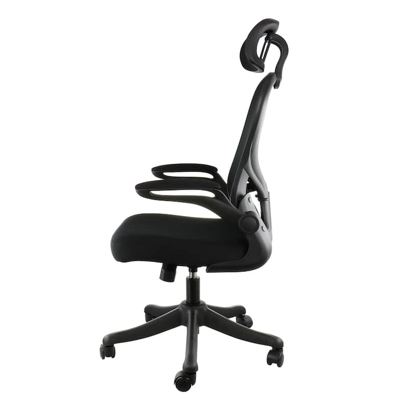 Elama High Back Adjustable Mesh and Fabric Office Chair in Black and Gray with Adjustable Head Rest