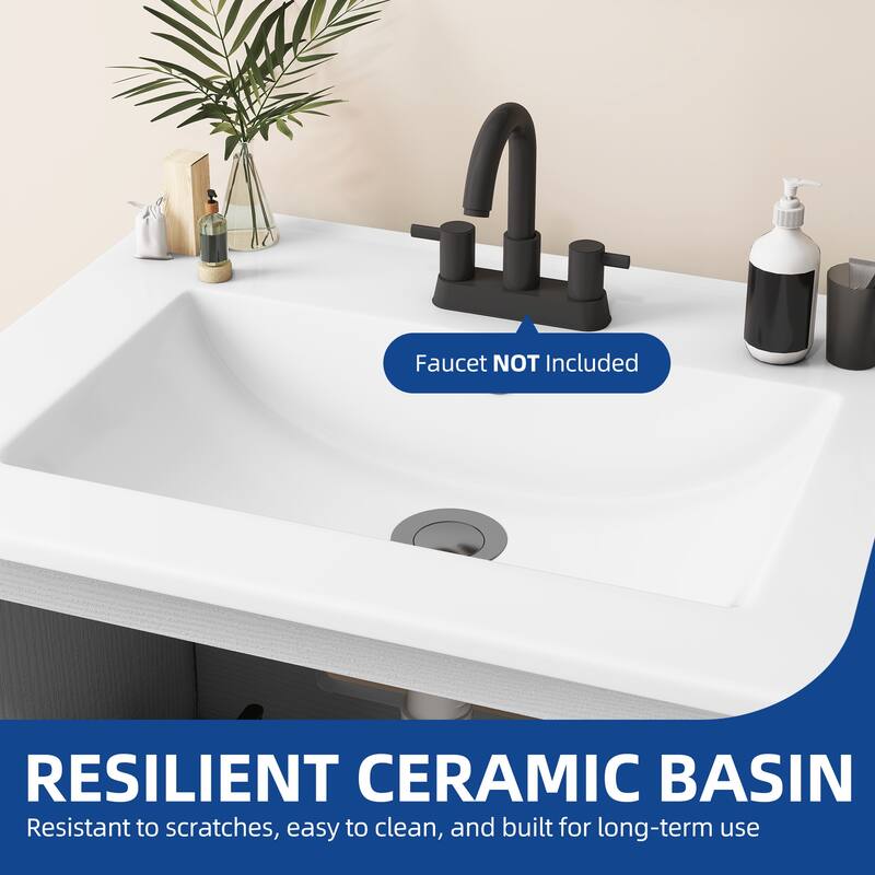 Moasis 26.5"W Floating Bathroom Vanity with Sink Combo and Soft-Closing Double Extra Large Doors
