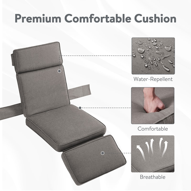 Outdoor Lounge Chairs with Adjustable Brown - Grey