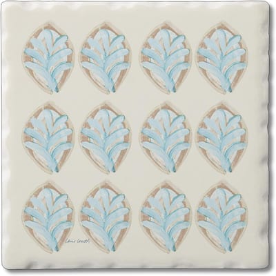 Absorbent Stone Tumbled Tile Coasters, Coastal Pattern, Set of 4