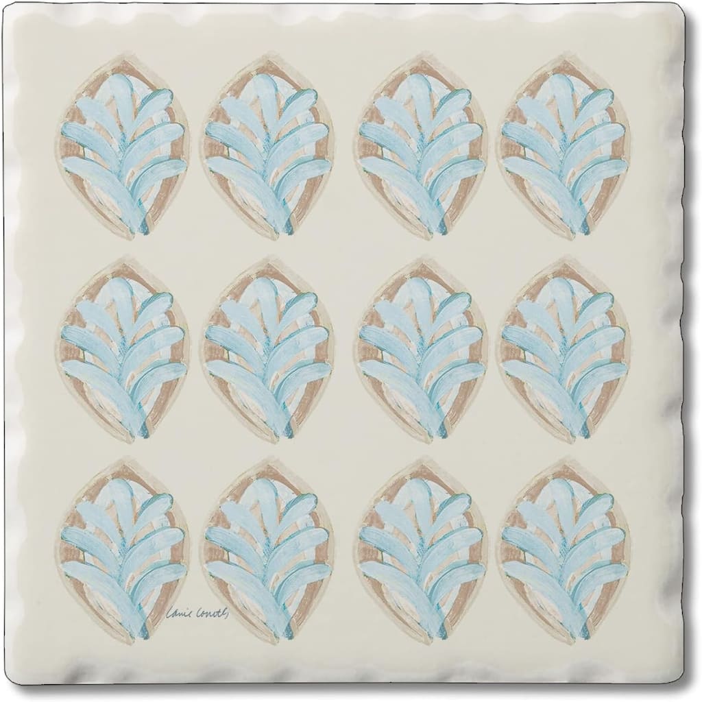 Absorbent Stone Tumbled Tile Coasters, Coastal Pattern, Set of 4