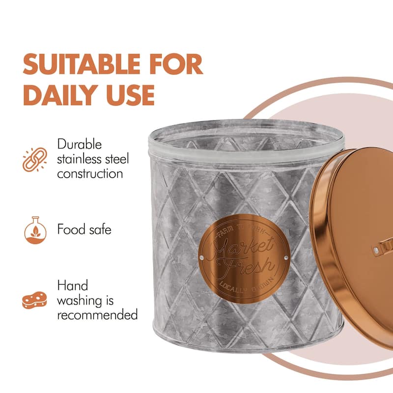 Amici Bristol Metal Canister Galvanized and Copper