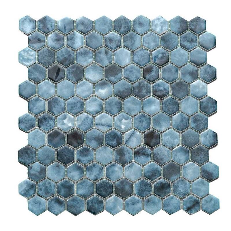The Tile Life Eterna Hex 1x1 Glass Mosaic Floor & Backsplash Wall Tile