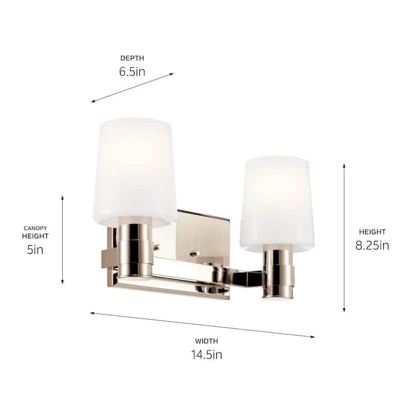 Adani 14.5 in. 2-Light Bathroom Vanity Light with Opal Glass
