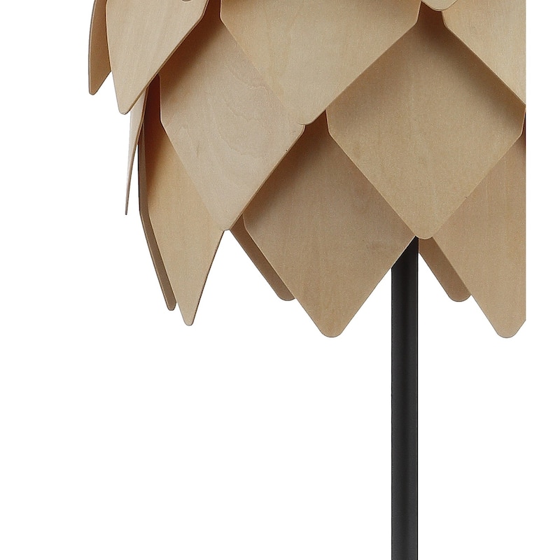Colin 20.5" Pinecone Wood/Metal LED Table Lamp, Natural/Black by JONATHAN Y