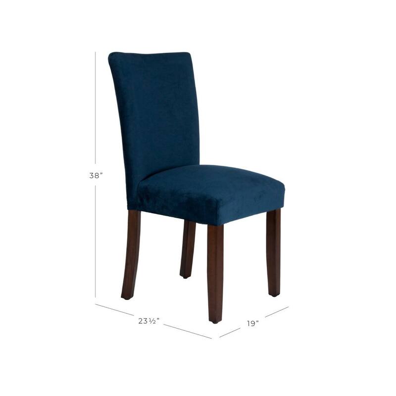HomePop Classic Velvet Parsons Dining Chair - Dark Navy Blue Velvet (Set of 2)