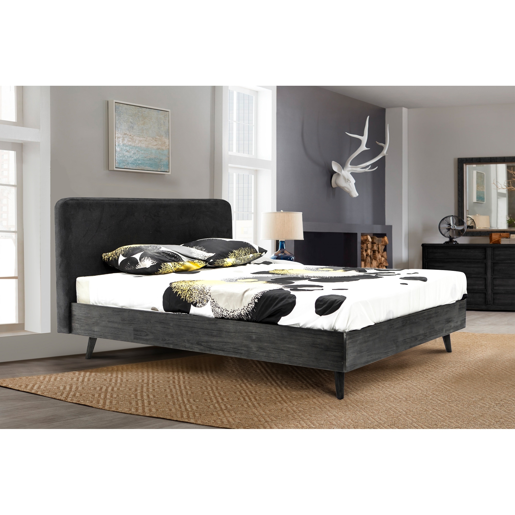Mohave Mid Century Tundra Grey Acacia Platform Bed
