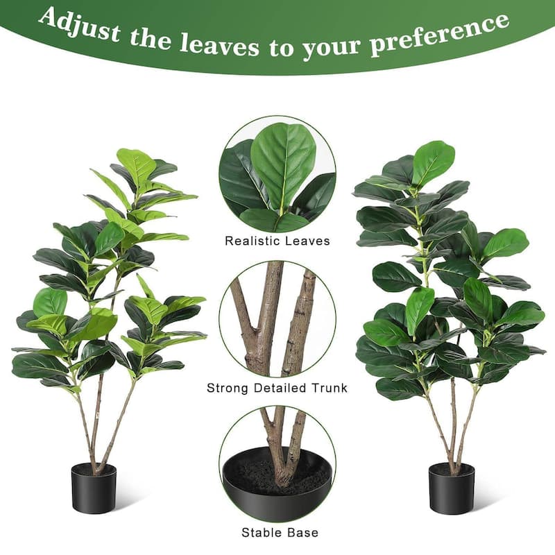 Fiddle Leaf Fig Artificial Tree Faux Floor Plant for Home Decor