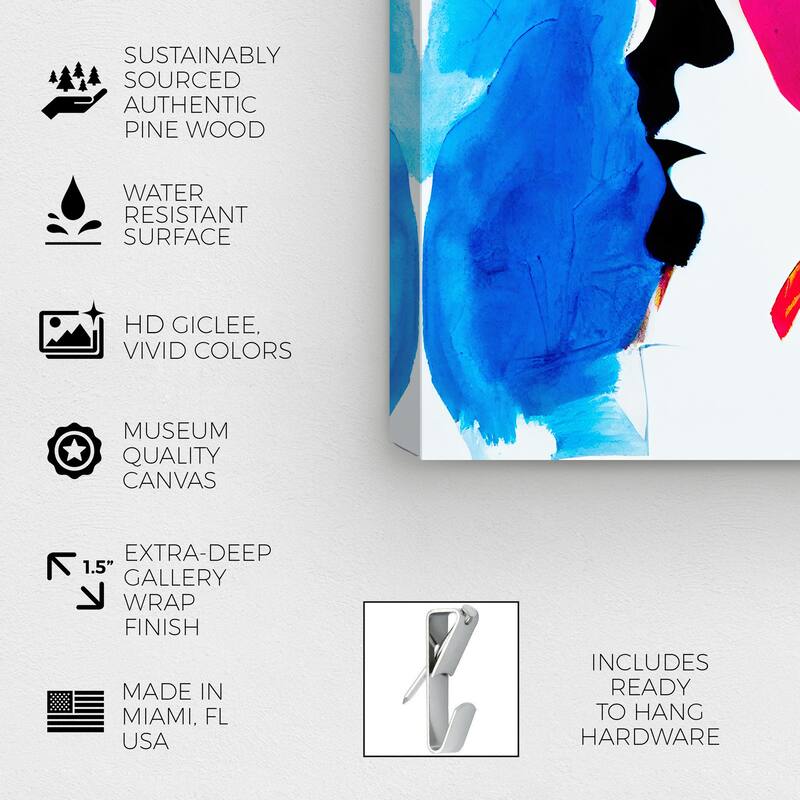Wynwood Studio Abstract Neon Color Splash Pink and Hot Pink Modern & Contemporary Wall Art Canvas Print