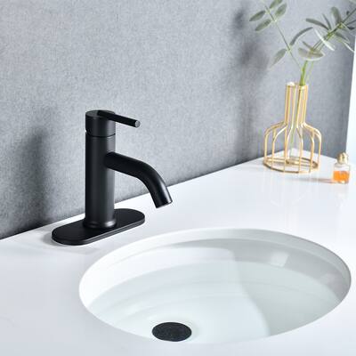 BATHLET Modern Single Handle Bathroom Faucet with Deck Plate