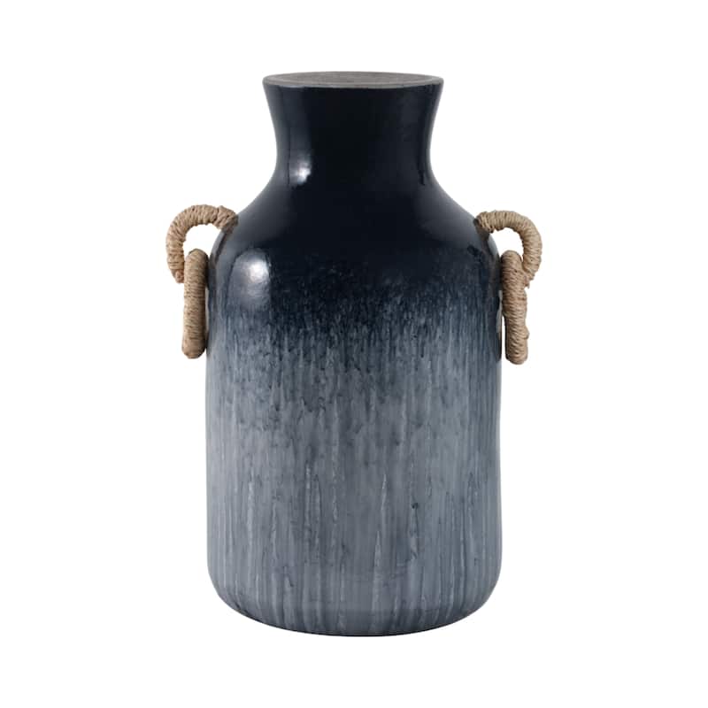 Pottery Jute Decorative Vase Rustic Wrapped Handles Clay Design