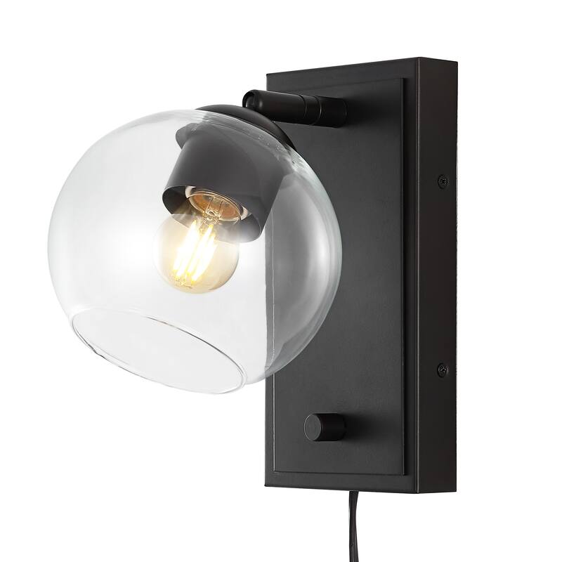 Thatcher 6" 1-Light Minimalist Modern Plug-In or Hardwired Adjustable Iron LED Wall Sconce with Rotary Dimmer, by JONATHAN Y - Oil Rubbed Bronze