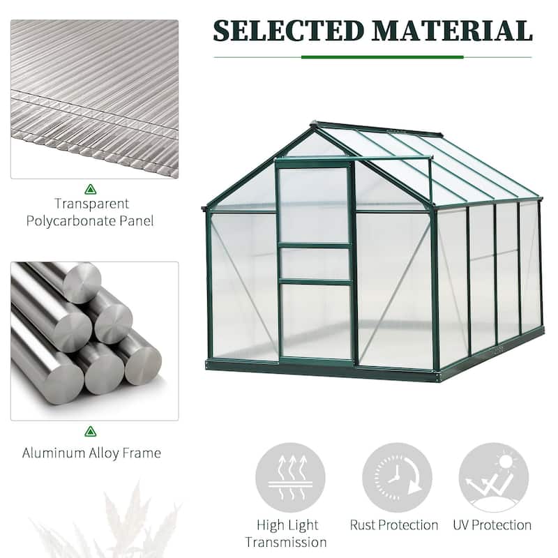 Outsunny Polycarbonate Walk-in Garden Greenhouse - Clear