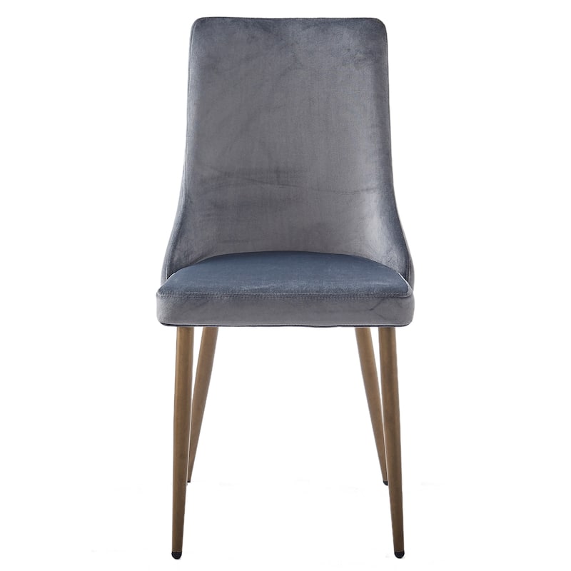 Mid-Century Velvet and Metal Dining Chair, Set of 4 - Black and Aged Gold