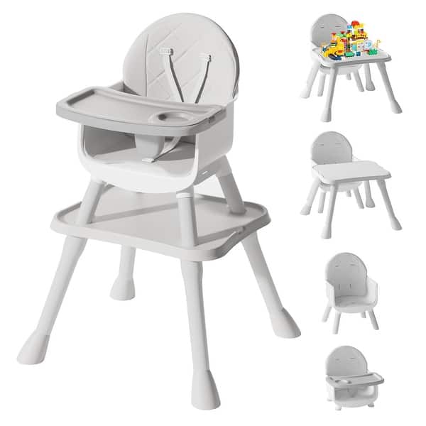 slide 2 of 19, 6 in 1 Baby High Chair, Convertible Highchair for Babies and Toddlers Grey
