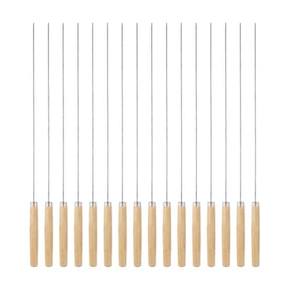 16pcs Kebob Skewers 34cm x1.6mm Round Sticks with Wood Grip Handle