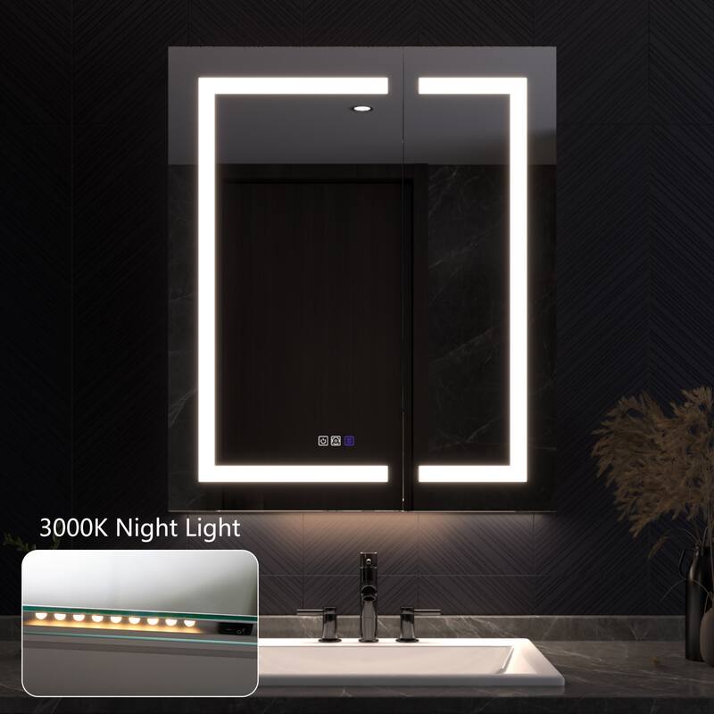 Modland 24"-42W x 36"H LED Medicine Cabinet Mirror with USB Charging,5x Makeup Mirror