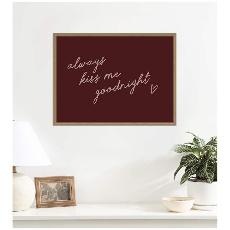 Kate and Laurel Always Kiss Me Goodnight by Lucky Guava Framed Canvas Wall Art Print