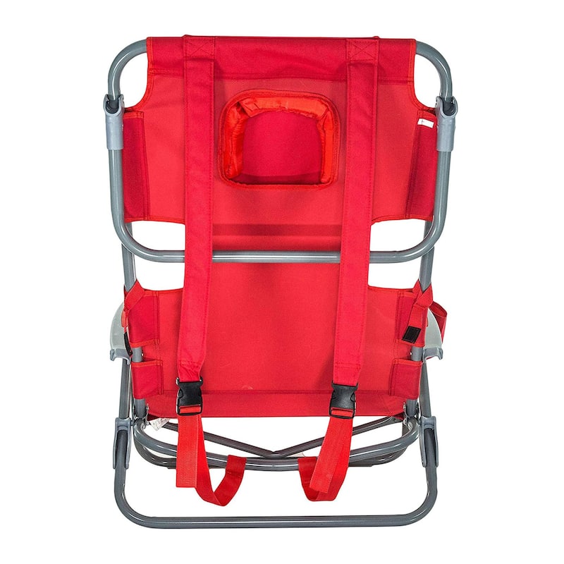 Ostrich On-Your-Back Outdoor Reclining Beach Lounge Pool Camping Chair, Red