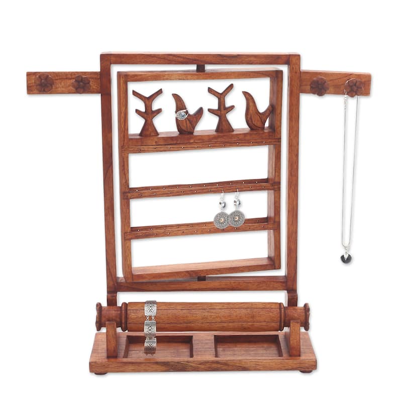 Novica Handmade Serene Forest In Brown Wood Jewelry Stand