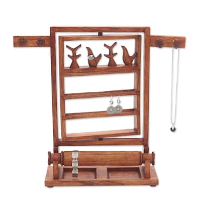 Novica Handmade Serene Forest In Brown Wood Jewelry Stand