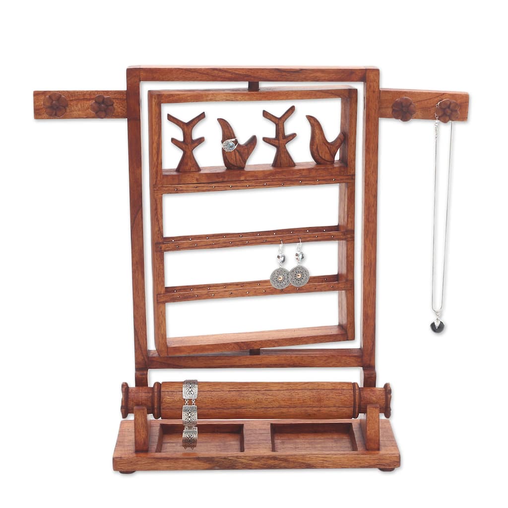Novica Handmade Serene Forest In Brown Wood Jewelry Stand
