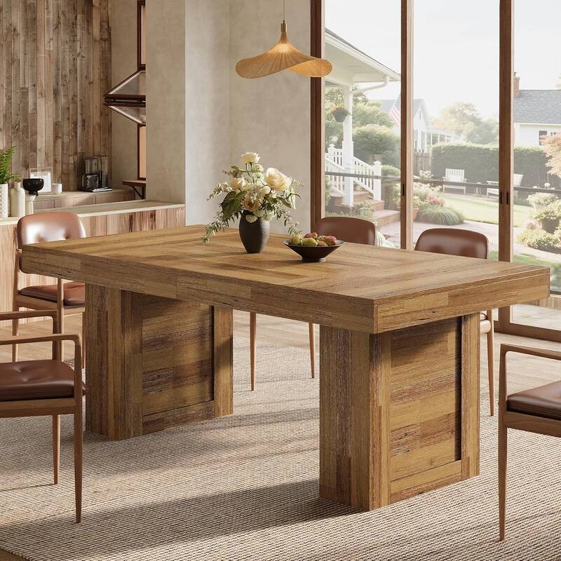 63'' Large Dining Table for 6, Rectangle Wooden Kitchen Table for Dining Room, Family Meals, Banquets & Dinner Parties