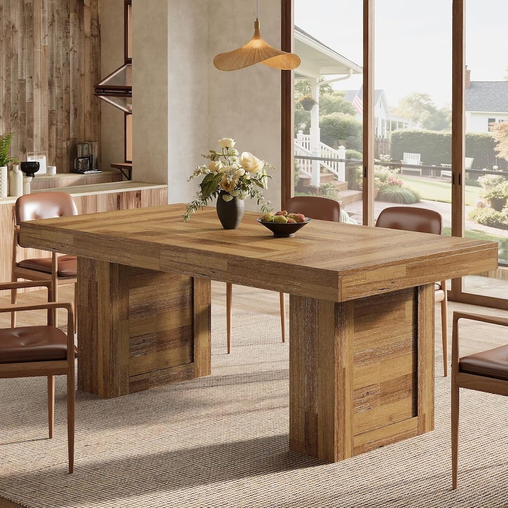 63'' Large Kitchen Table, Rectangle Dining Table for Dining Room, Family Meals, Banquets & Dinner Parties