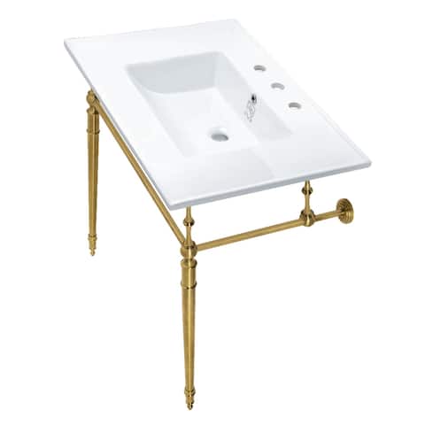 Edwardian 31" Console Sink with Brass Legs (8-Inch, 3 Hole)