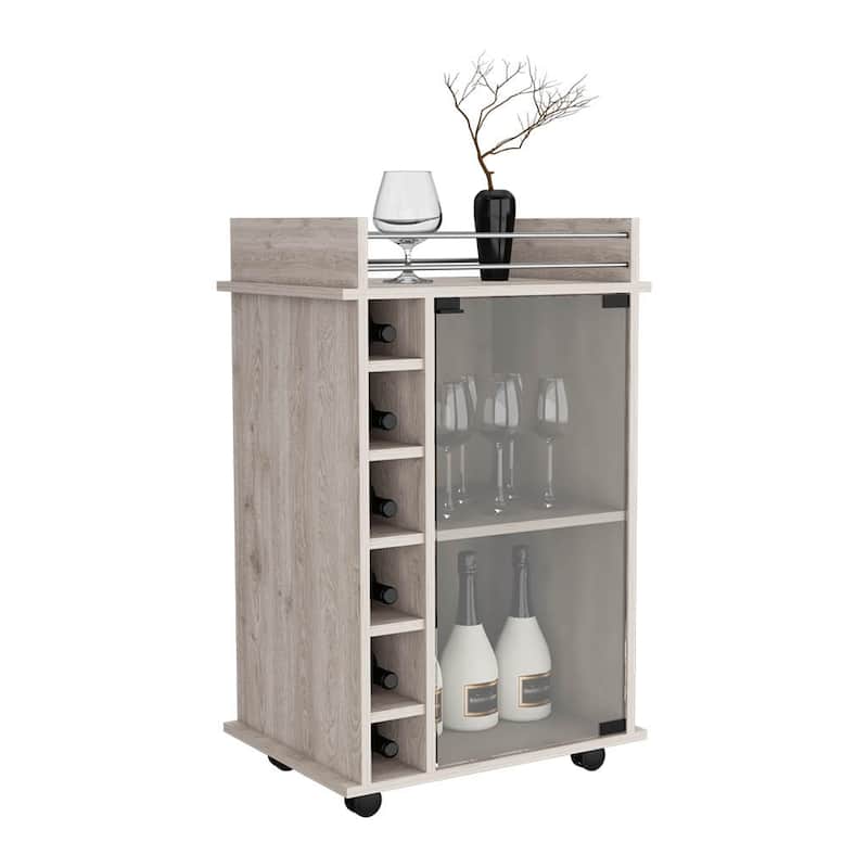 Bar Cart Baltimore With Six Wine Cubbies And Glass Door