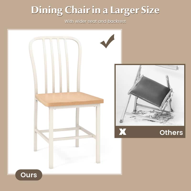 Costway Dining Chairs Set of 2 High Back Navy Chairs Metal Frame - See Details