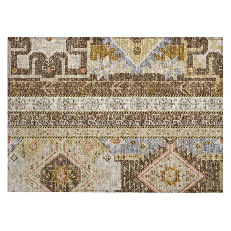 Machine Washable Indoor/ Outdoor Boho Tribal Chantille Rug